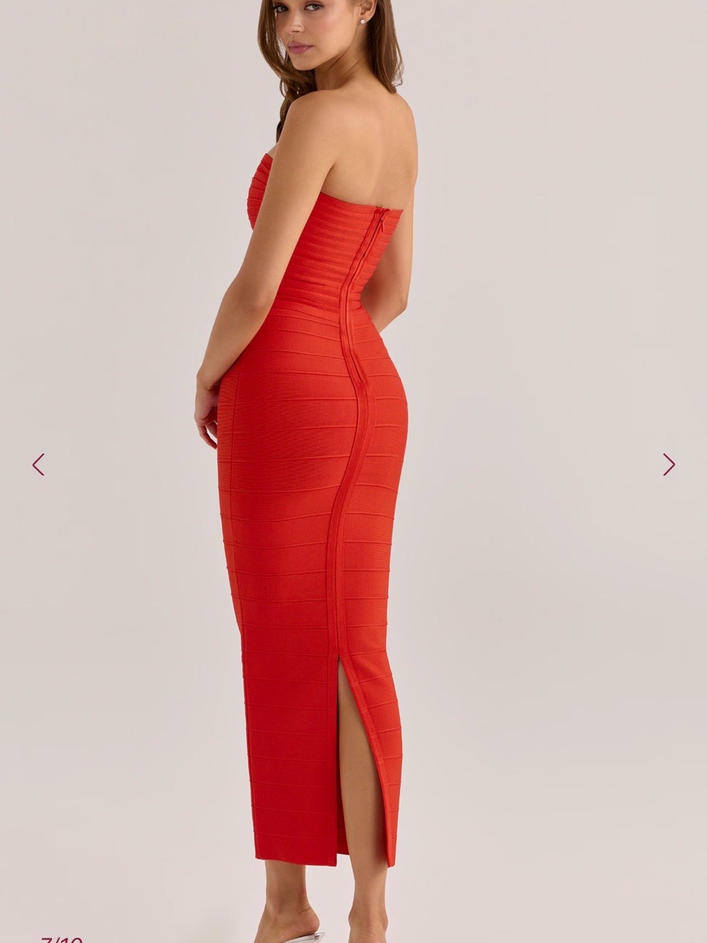 House of CB Strapless the sweetheart Red Midi Bandage Dress - Picture 3 of 8